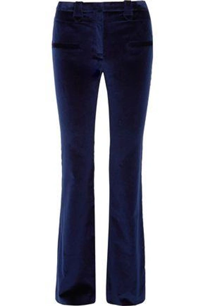 Shop Altuzarra Woman Serge Cotton-blend Velvet Flared Pants Navy