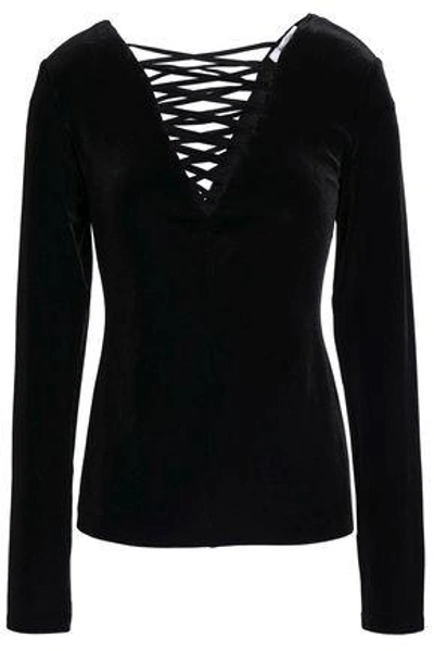 Shop Bailey44 Coven Lace-up Velvet Top In Black