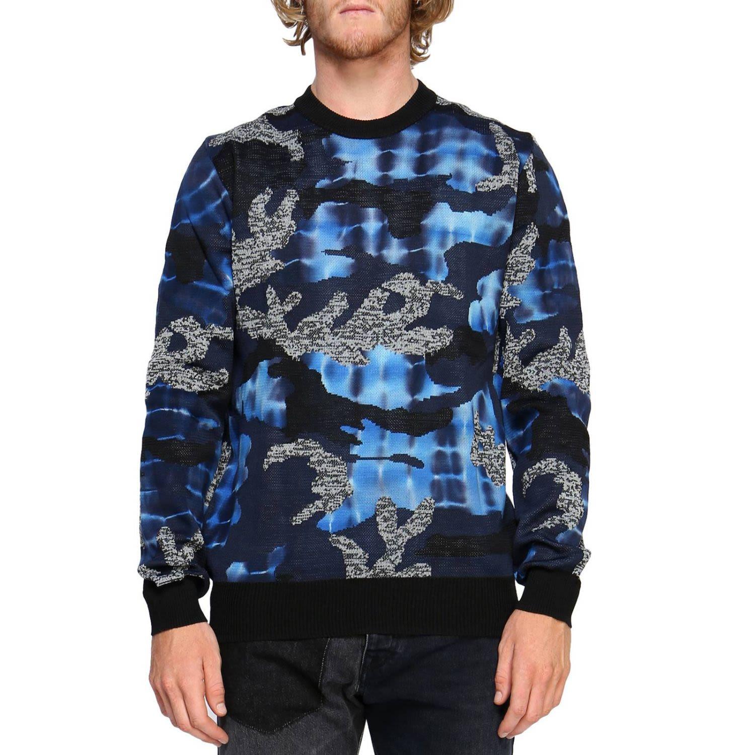 Diesel Camouflage Contrast Sweater In Blue | ModeSens