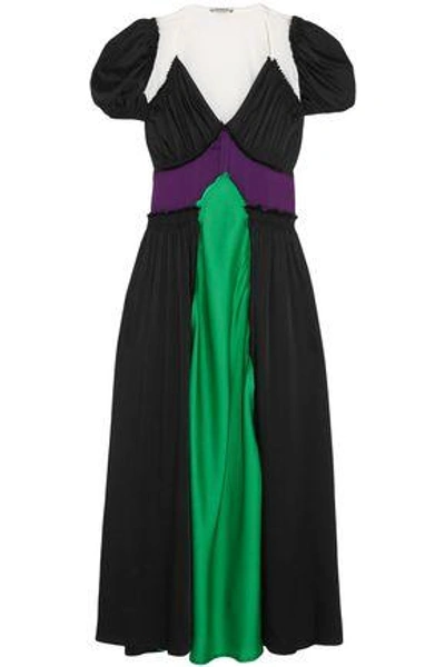 Shop Attico Woman Carlotta Color-block Satin Maxi Dress Multicolor