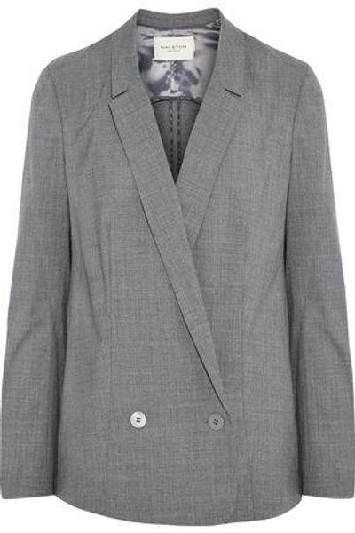 Shop Halston Heritage Woman Double-breasted Wool-blend Blazer Gray