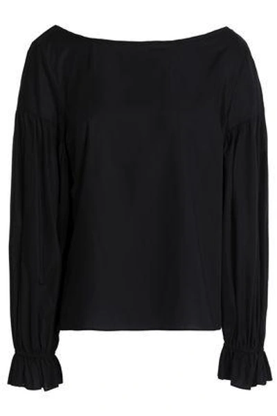 Shop Milly Woman Linda Cotton-poplin Top Black