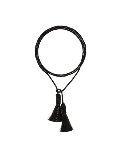 Shop Saint Laurent Fine Tassel Necklace - Black