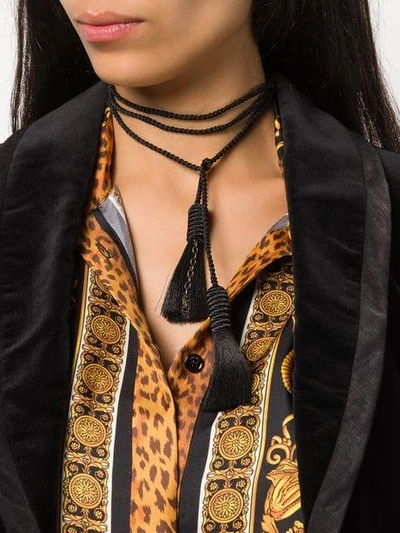 Shop Saint Laurent Fine Tassel Necklace - Black