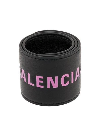 Shop Balenciaga Cycle Cuff In Black