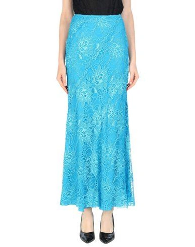 Shop Alberta Ferretti Woman Maxi Skirt Azure Size 8 Viscose, Polyamide