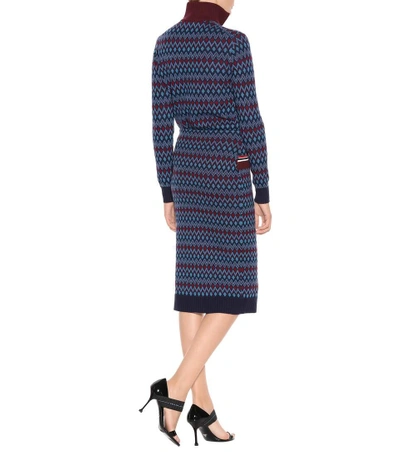 Shop Prada Wool And Cashmere Skirt In Blue