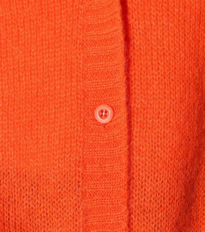 Shop Prada Mohair-blend Cardigan In Orange