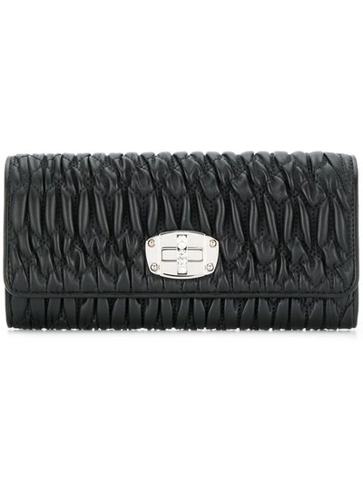 Shop Miu Miu Matelassé Leather Wallet - Black