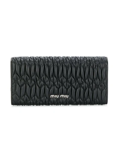 Shop Miu Miu Matelassé Leather Wallet - Black