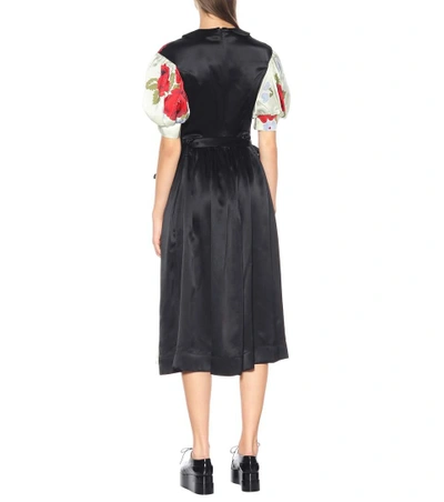 Shop Simone Rocha Floral-printed Silk Dress In Beige