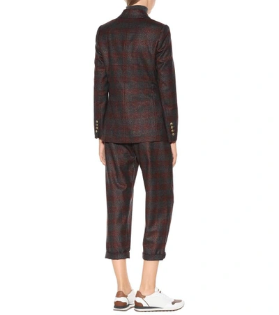 Shop Brunello Cucinelli Plaid Wool-blend Blazer In Multicoloured