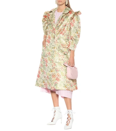 Shop Simone Rocha Floral Brocade Coat In Multicoloured