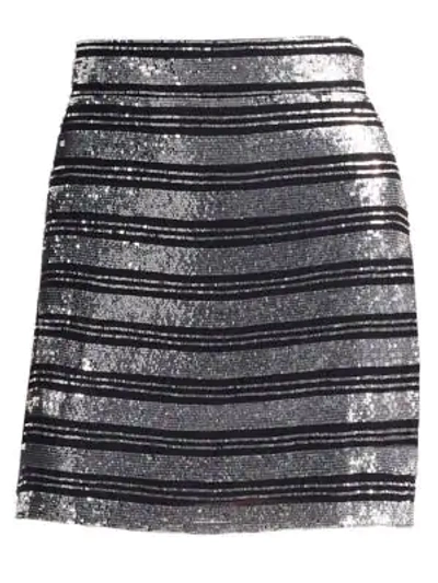 Shop Derek Lam 10 Crosby Sequin Stripe Mini Skirt In Black