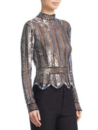 Shop Derek Lam 10 Crosby Mockneck Sequin Top In Black