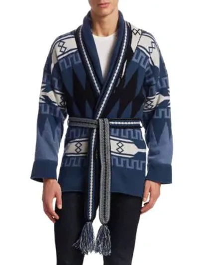 Shop La Societe X Saguaro La Société X Saguaro Cashmere Sweater Robe In Blue
