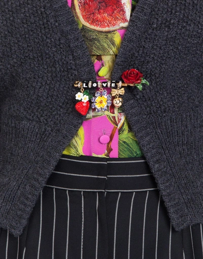 Shop Dolce & Gabbana Wool And Alpaca Cardigan In Gray