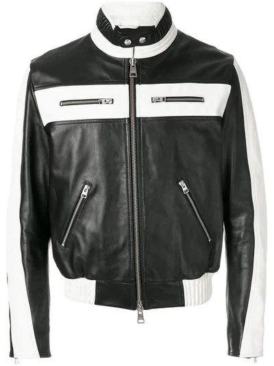 Shop Ami Alexandre Mattiussi Bicolor Zipped Jacket With Patch Ami Paris On The Back In Black