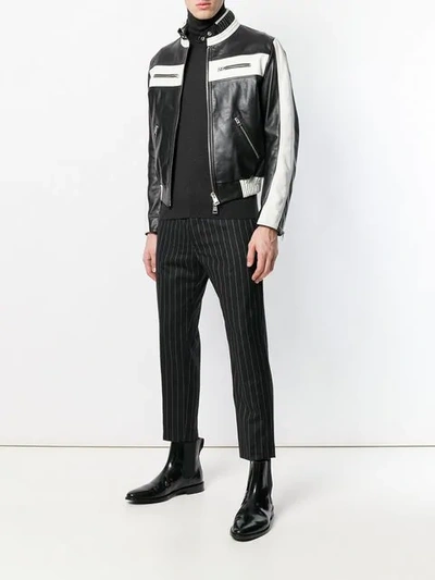 Shop Ami Alexandre Mattiussi Bicolor Zipped Jacket With Patch Ami Paris On The Back In Black