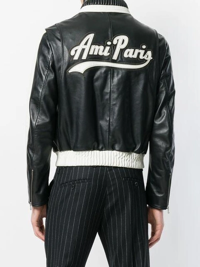 Shop Ami Alexandre Mattiussi Bicolor Zipped Jacket With Patch Ami Paris On The Back In Black