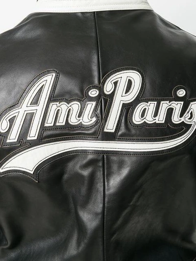 Shop Ami Alexandre Mattiussi Bicolor Zipped Jacket With Patch Ami Paris On The Back In Black