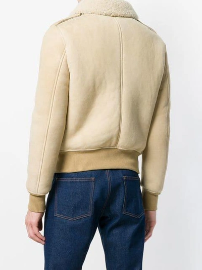 Shop Ami Alexandre Mattiussi Shearling Zipped Jacket In Neutrals