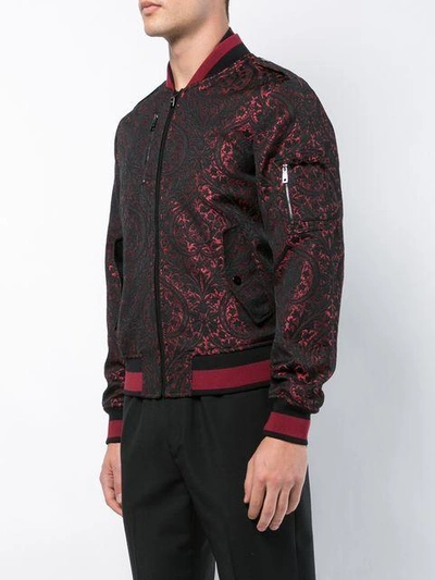 Shop Dolce & Gabbana Embroidered Bomber Jacket In Black