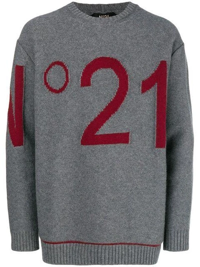 Shop N°21 Logo Knit Sweater In Grey