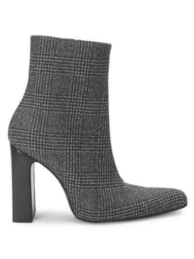 Shop Balenciaga Tweed Block Heel Booties In Grey