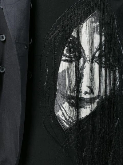 Shop Yohji Yamamoto Layered Face Embroidered Jacket - Black