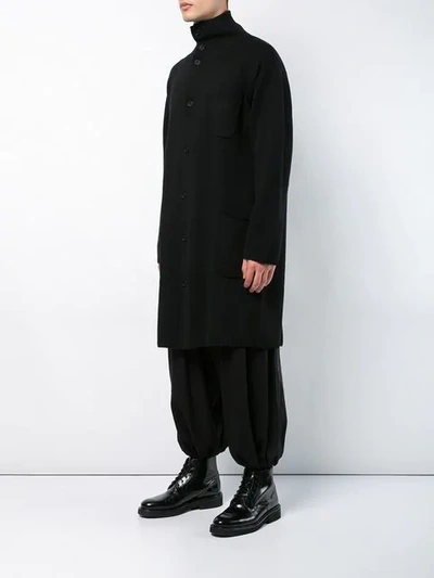 Shop Yohji Yamamoto Old Man High Neck Cardigan In Black