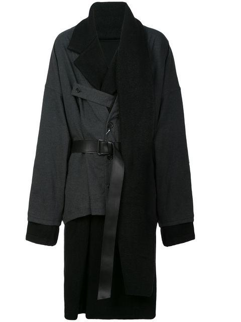 Yohji Yamamoto Mantel Im Lagen-Look In Black | ModeSens