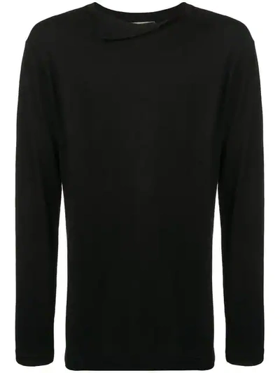 Shop Yohji Yamamoto Turnover Collar Sweater In Black
