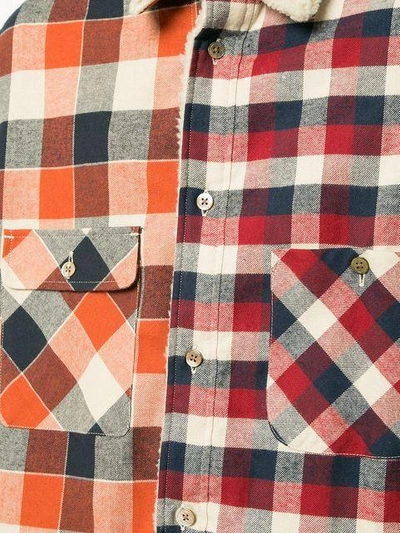 Shop Facetasm Plaid Mix Collared Shirt - Multicolour