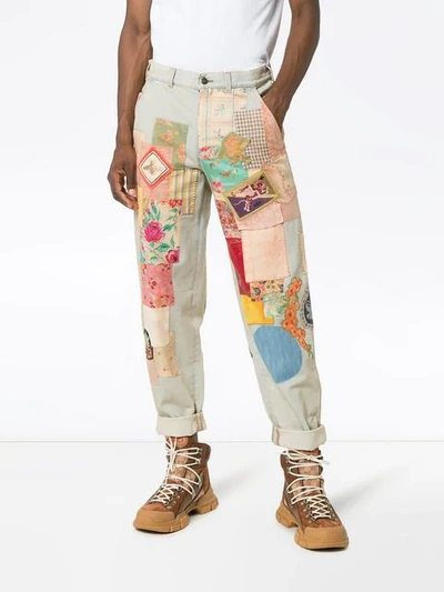 Gucci Patchwork Bleached Jeans In Blue | ModeSens