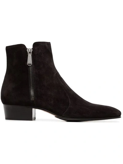 Shop Balmain Anthos Suede Ankle Boots In Black