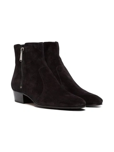 Shop Balmain Anthos Suede Ankle Boots In Black