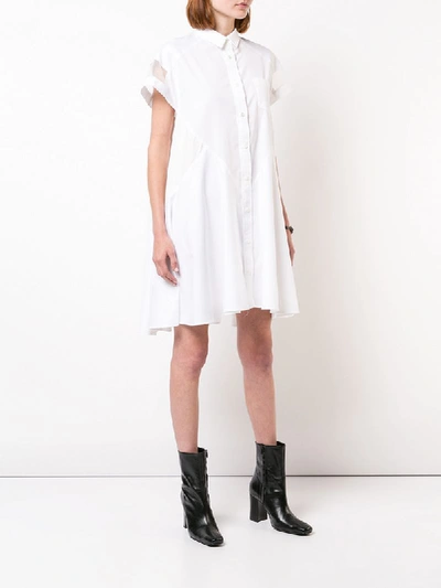 Shop Sacai Trapeze Shirt Dress - White