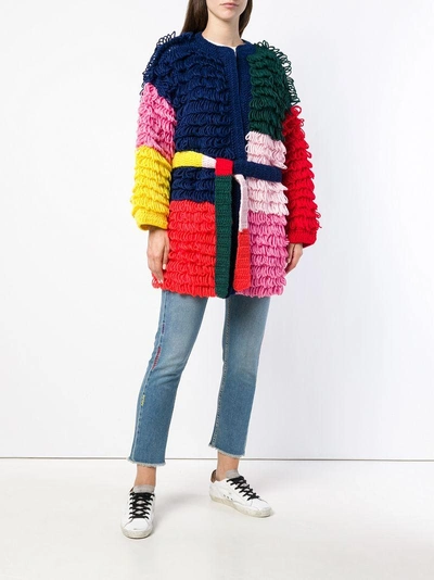 Shop Mira Mikati Loop-knit Colourblock Cardi-coat