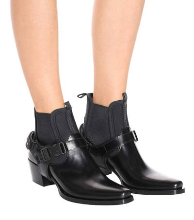 Shop Prada Leather And Neoprene Ankle Boots In Black