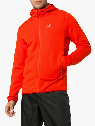 Shop Arc'teryx Red Kyanite Hd Polartec® Power Stretch® Pro Layering Hooded Jacket In Yellow