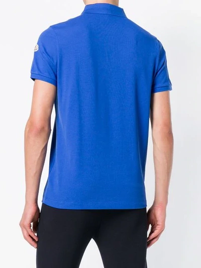 Shop Moncler Short Sleeve Polo Shirt In Blue