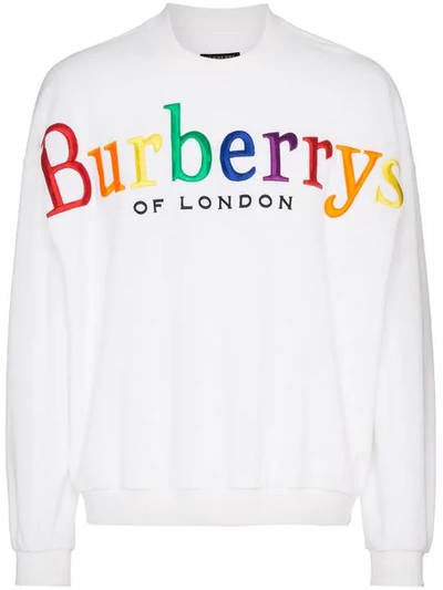 Burberry Rainbow Logo French Terry Sweatshirt In White | ModeSens