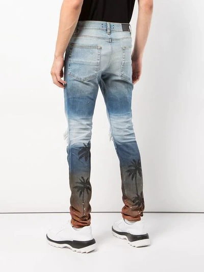 Amiri Thrasher Skinny-fit Distressed Printed Stretch-denim Jeans In  Rosebowl | ModeSens