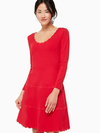 Shop Kate Spade Scallop Ponte Dress In Lingonberry