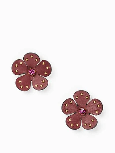 Shop Kate Spade Blooming Bling Leather Studs In Russet