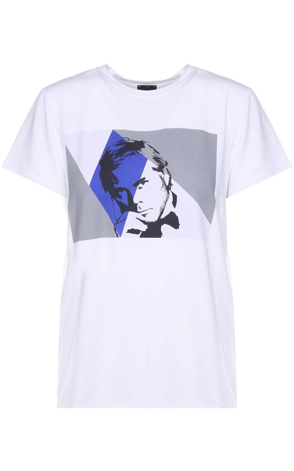 Giorgio Armani Portrait Stretch-jersey T-shirt In Bianco | ModeSens