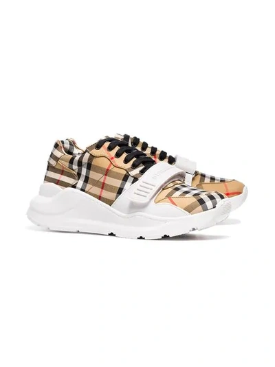 Shop Burberry Vintage Check Sneakers - Nude & Neutrals