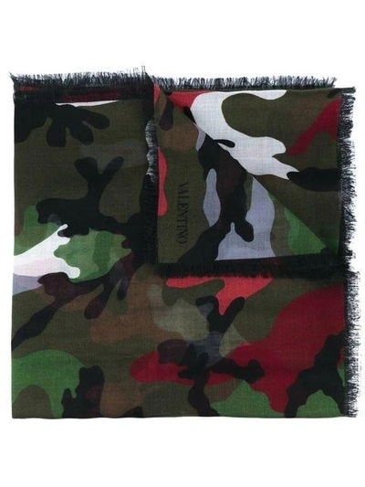 Shop Valentino Garavani Camouflage Scarf - Black