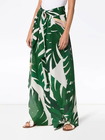 Shop Adriana Degreas Geometric Foliage Pareo Trousers - Green